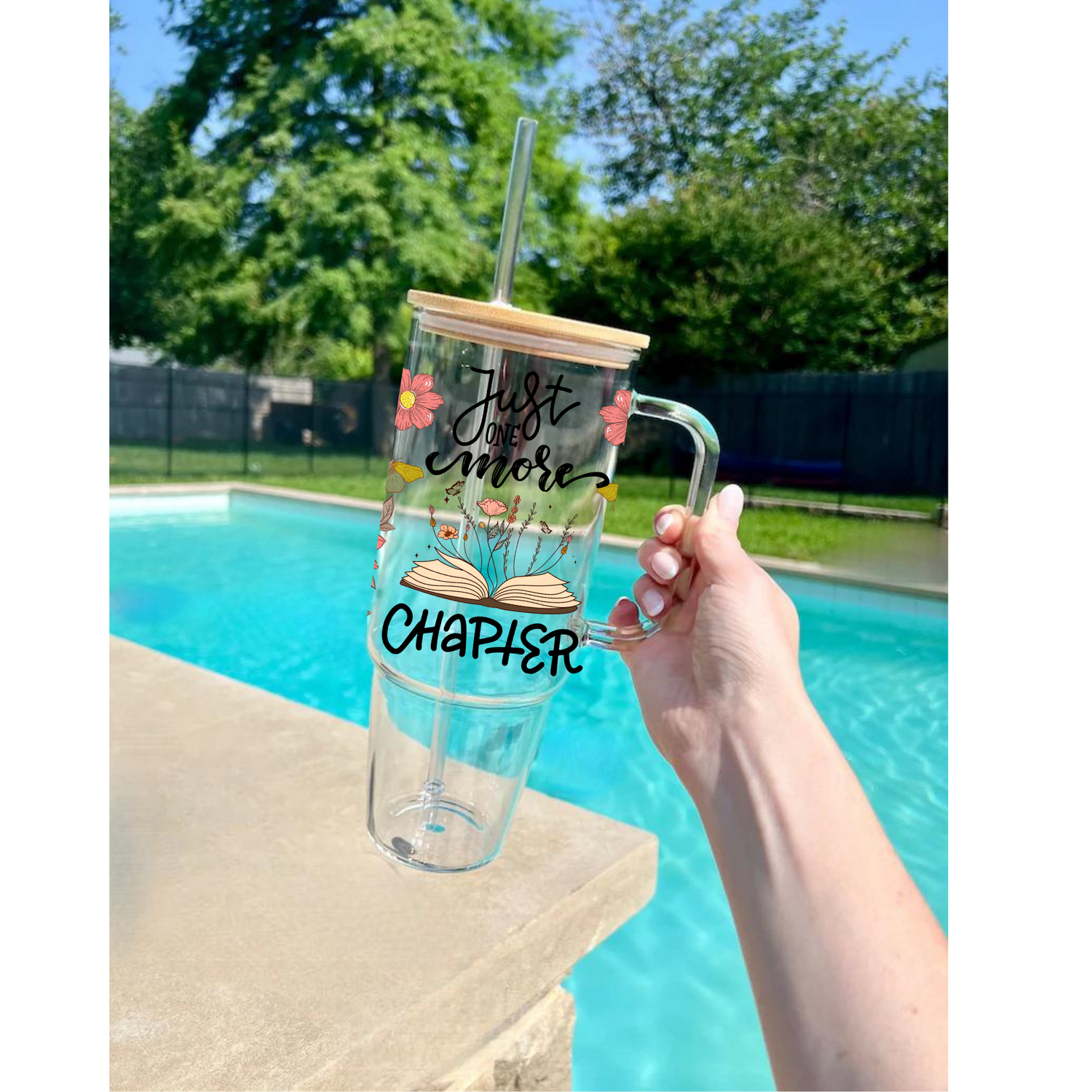Just One More Chapter Bookish Glass Tumbler Cups Hippo Boutique