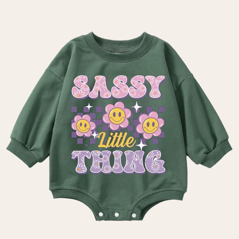 Sassy Lottle Thing Oversized Sweatshirt Romper Hippo Boutique