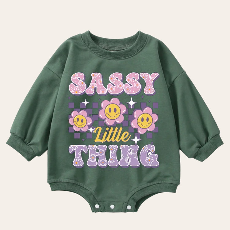 Sassy Lottle Thing Oversized Sweatshirt Romper Hippo Boutique