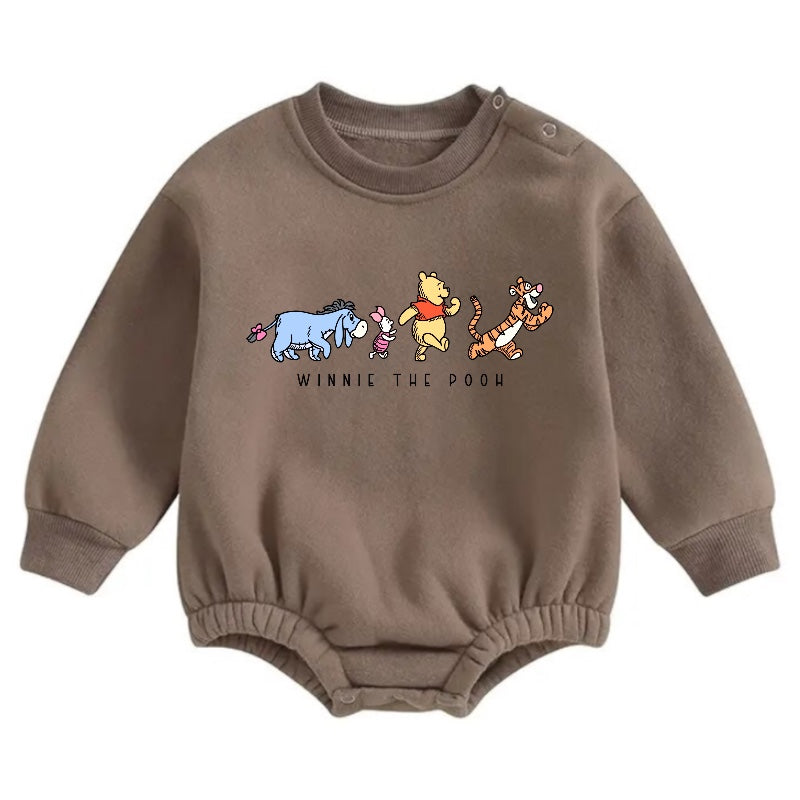 Soft warm fleece Baby pooh Oversized Sweatshirt Romper Hippo Boutique