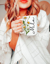 Personalized Birth Flower Cup Hippo Boutique