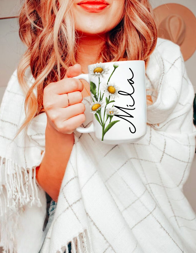 Personalized Birth Flower Cup Hippo Boutique