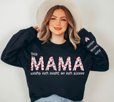 Custom Floral Mama Sweatshirt with children’s name on sleeve Hippo Boutique
