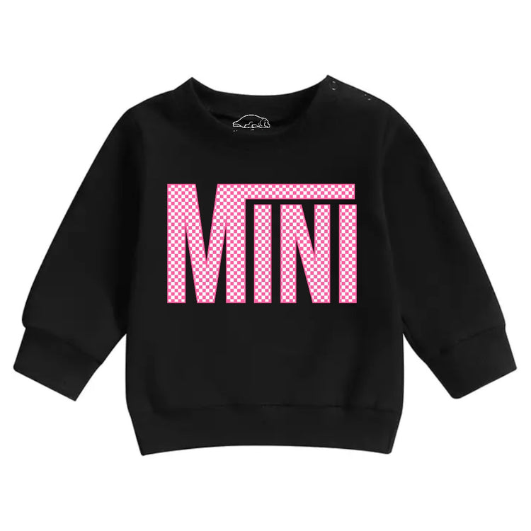 Pink Checkered Mini Baby & toddler sweatshirt Hippo Boutique