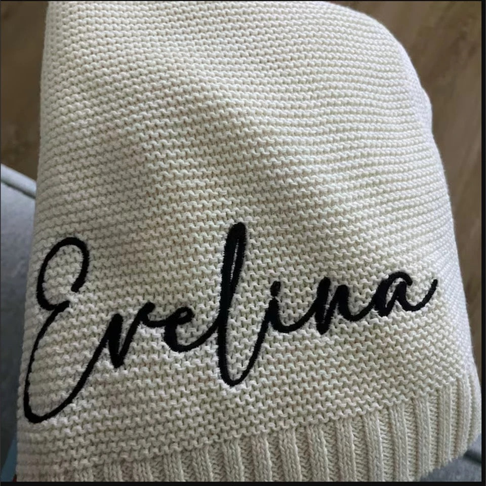 Personalized Embroidered Baby Blanket with Name Hippo Boutique