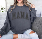 Varsity Mama Sweatshirt with children’s name on sleeve Hippo Boutique