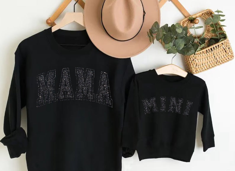 Glitter Mama & Mini Matching Sweatshirts - Black Hippo Boutique