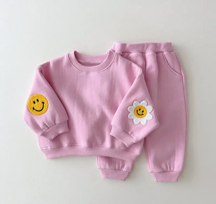 Smile Patch baby & toddler sweatshirt outfit set Hippo Boutique