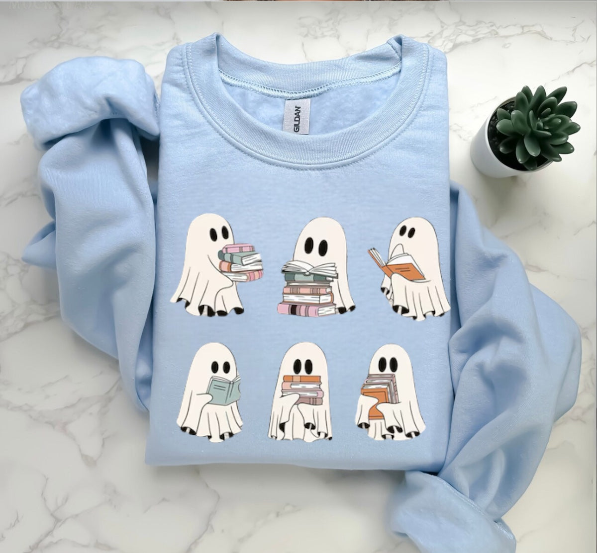Halloween fleece crewneck Sweatshirts Reading Ghosts Hippo Boutique