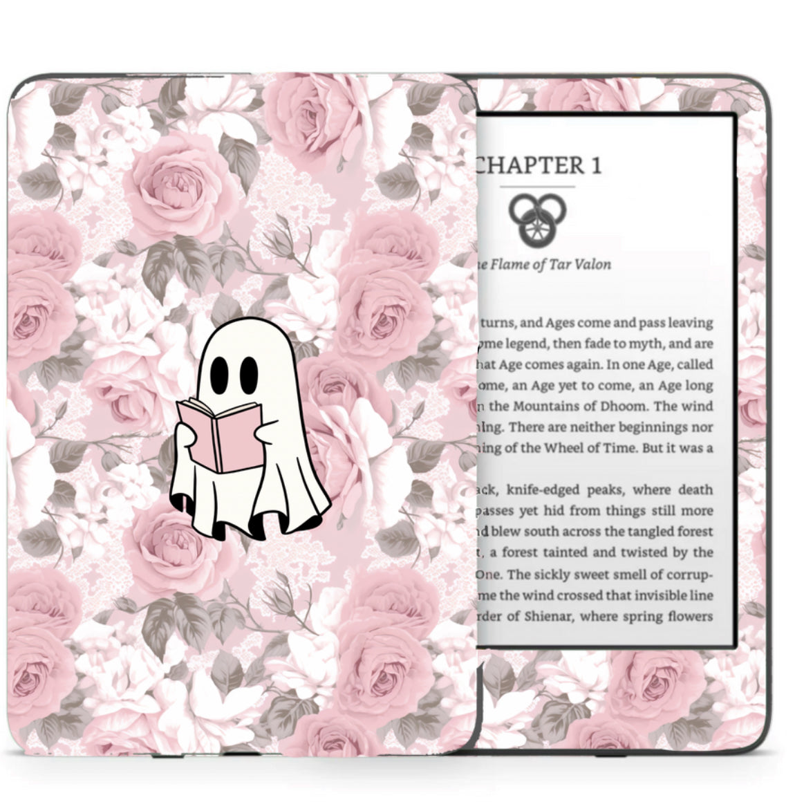 Kindle Skin - Floral Reading Ghost Hippo Boutique