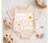 Baby romper tshirt bodysuit - One day at a time Hippo Boutique