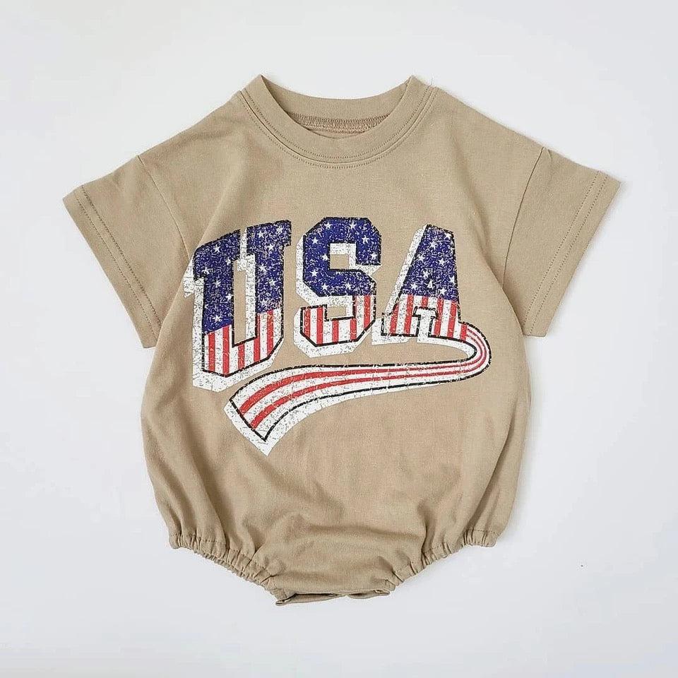 USA Baby t-shirt bubble romper bodysuit Hippo Boutique