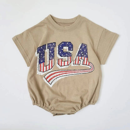USA Baby t-shirt bubble romper bodysuit Hippo Boutique