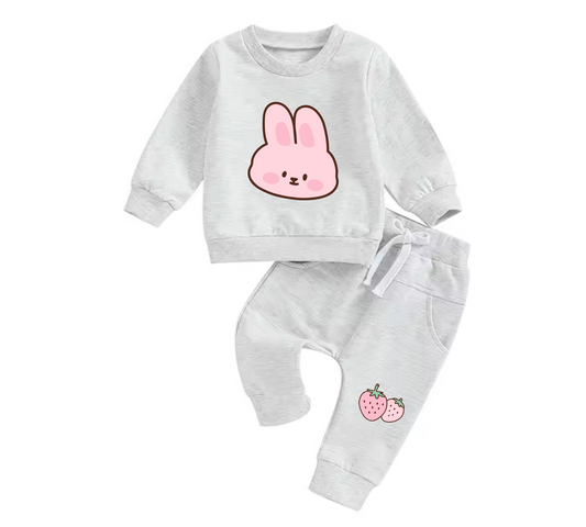Newborn Baby 2 Piece Outfit Solid Color Long Sleeve Sweatshirt and Elastic Pants Set for Infant Fall Clothes
