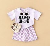 Mama’s Boy T-Shirt & Checkered Shorts Set Hippo Boutique