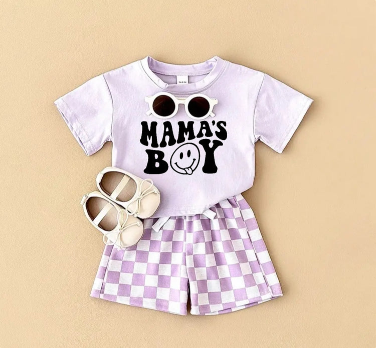 Mama’s Boy T-Shirt & Checkered Shorts Set Hippo Boutique