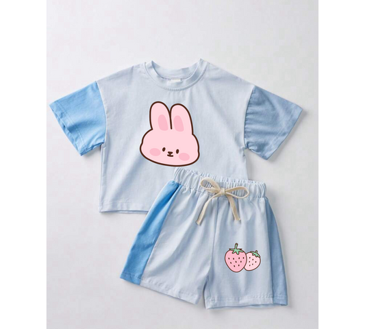 Bunny Baby and Kids cotton color block t-shirt & shorts outfit