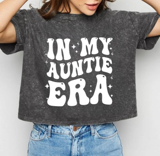 In My Auntie Era Stone Washed 100% Cotton Oversized Cropped T-Shirts Hippo Boutique