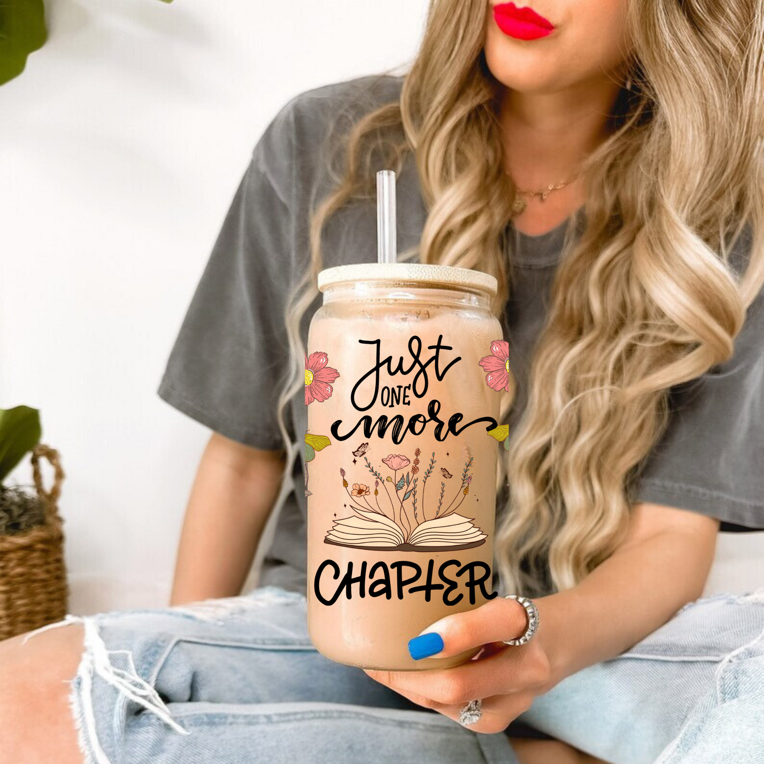 Just One More Chapter Bookish Glass Tumbler Cups Hippo Boutique