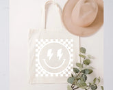 Checkered Smile Tote Bag Hippo Boutique