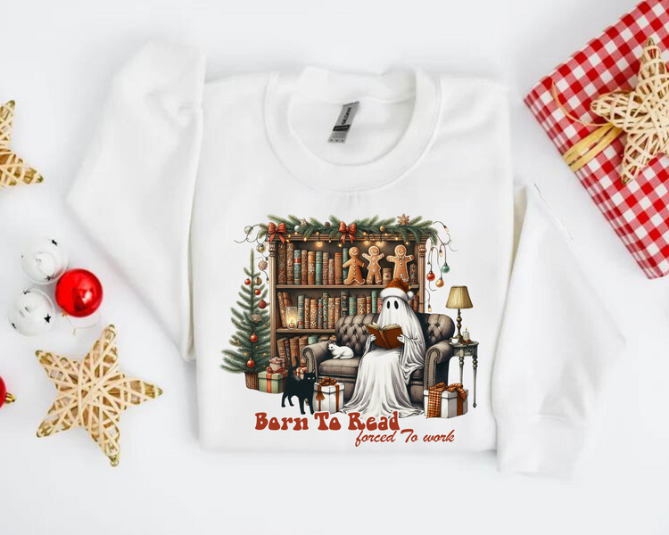 Reading Ghost Christmas Sweatshirts Hippo Boutique