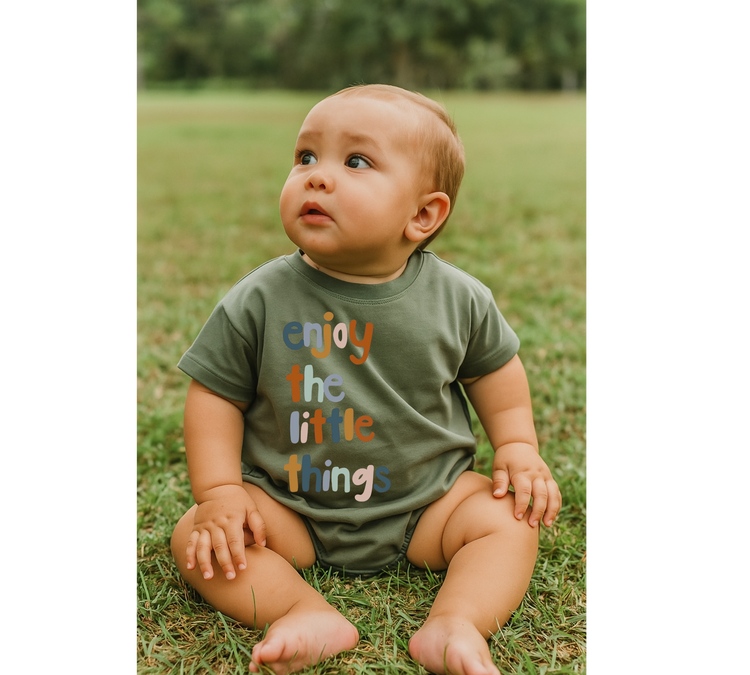 Baby t-shirt Bubble Romper - Enjoy the little things Hippo Boutique