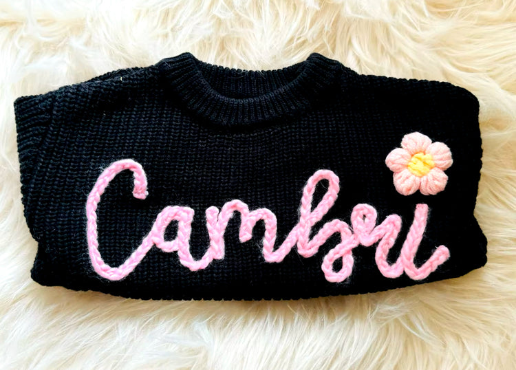 Personalied Name Newborn Baby & Kids Embroidered Knit Sweaters z Hippo Boutique