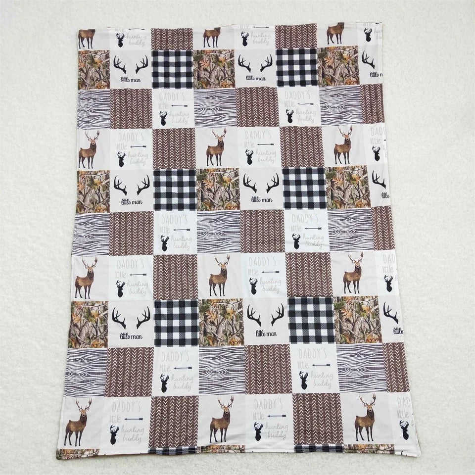 Deer Camo little man Minky Baby boy Blanket Hippo Boutique