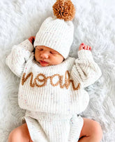 Personalied Name Newborn Baby & Kids Embroidered Knit Sweaters z Hippo Boutique