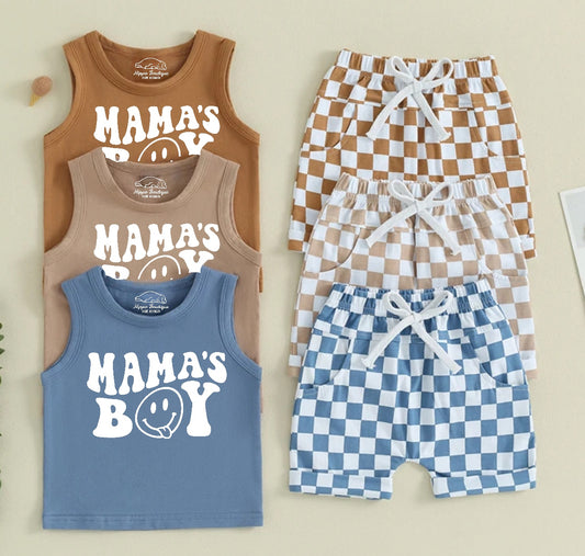 Mama’s Boy Tank & -Checkered Shorts Baby & toddler outfit Hippo Boutique