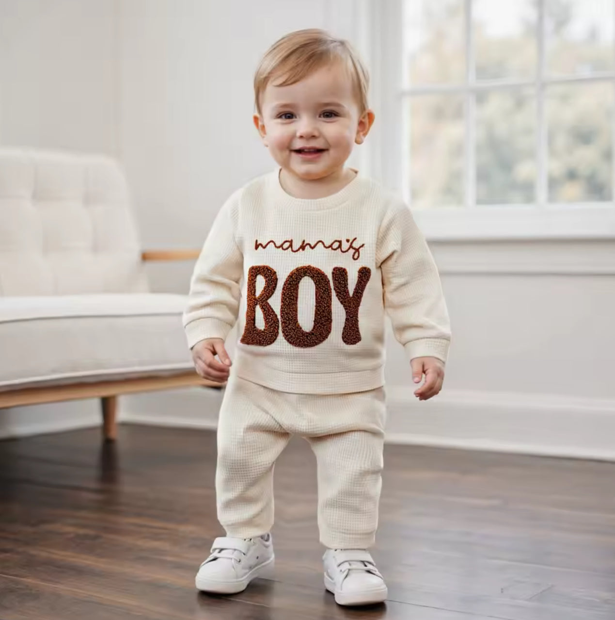 Baby Mamas Boy embroidered Outfit Hippo Boutique