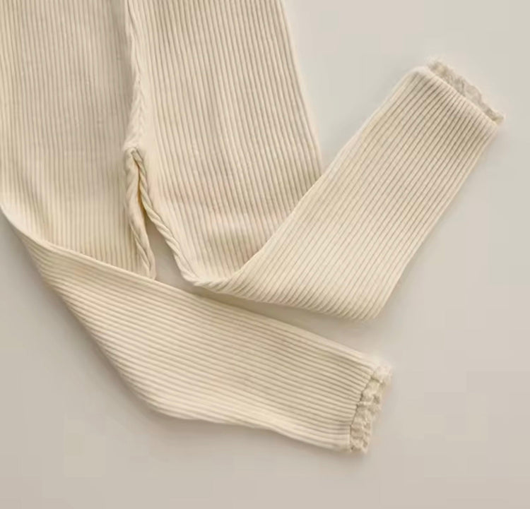 Newborn Baby Leggings with Lace Cuffs Hippo Boutique