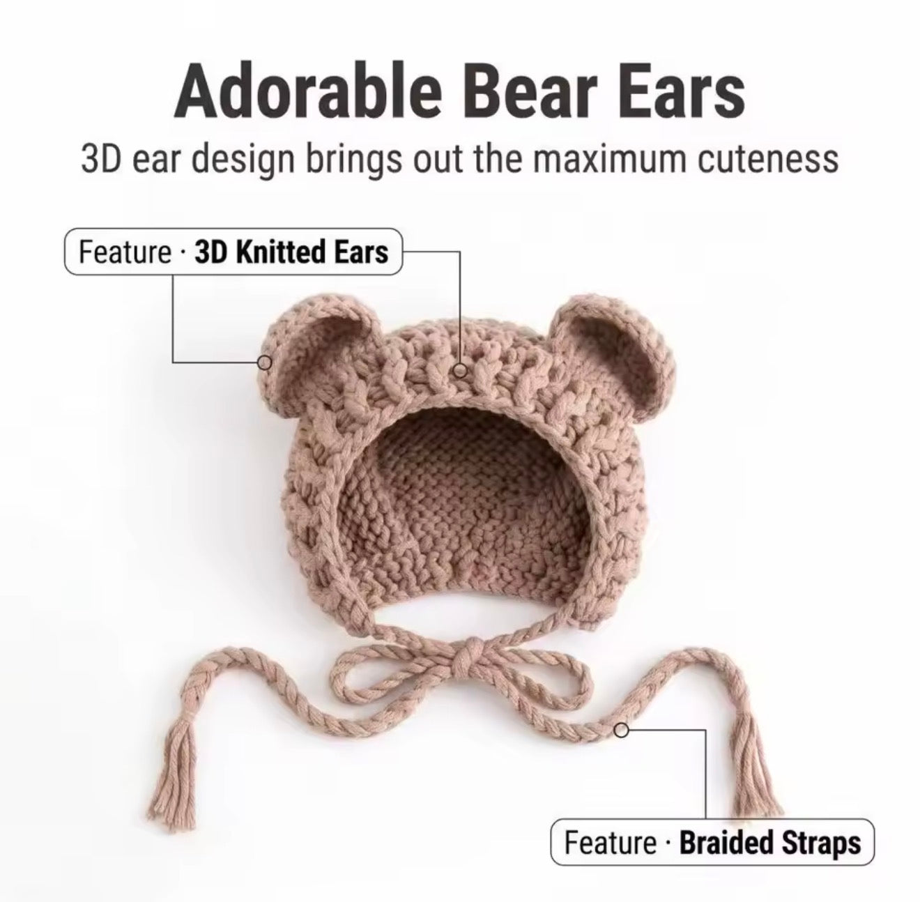 Newborn Bear Photography Outfit – Knit Teddy Romper & Bear Ear Hat Set Hippo Boutique