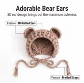 Newborn Bear Photography Outfit – Knit Teddy Romper & Bear Ear Hat Set Hippo Boutique