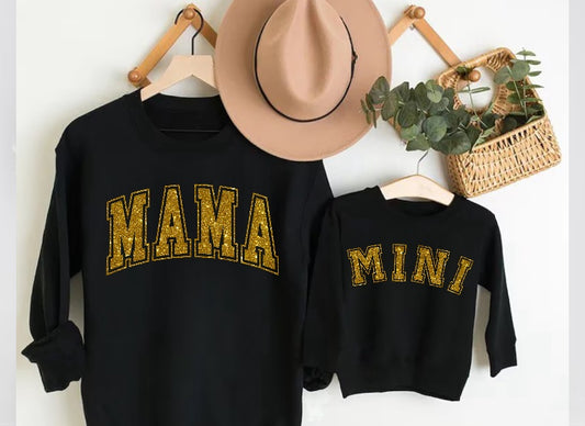 Glitter Mama & Mini Matching Sweatshirts - Black Hippo Boutique