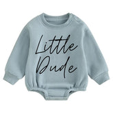 Soft warm little dude fleece Baby Boy Oversized Sweatshirt Romper Hippo Boutique