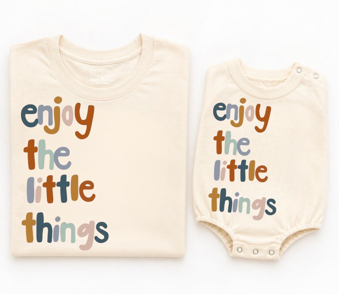 Mama & Mini Matching T-Shirts & Romper - Enjoy the little things Hippo Boutique