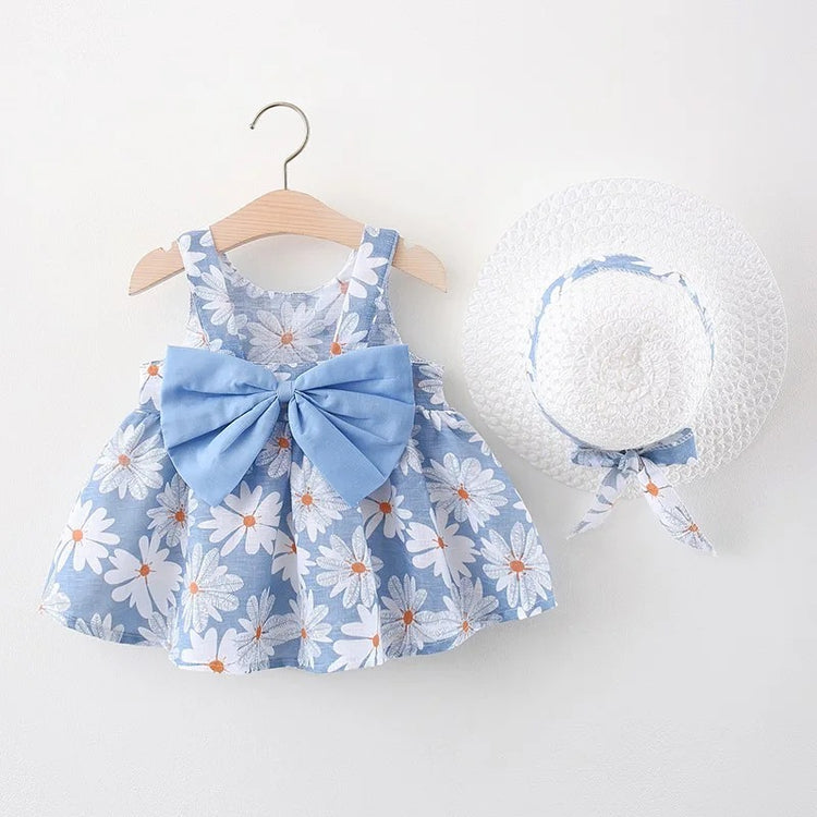 Daisy Sleeveless Baby Dress with Hat Hippo Boutique