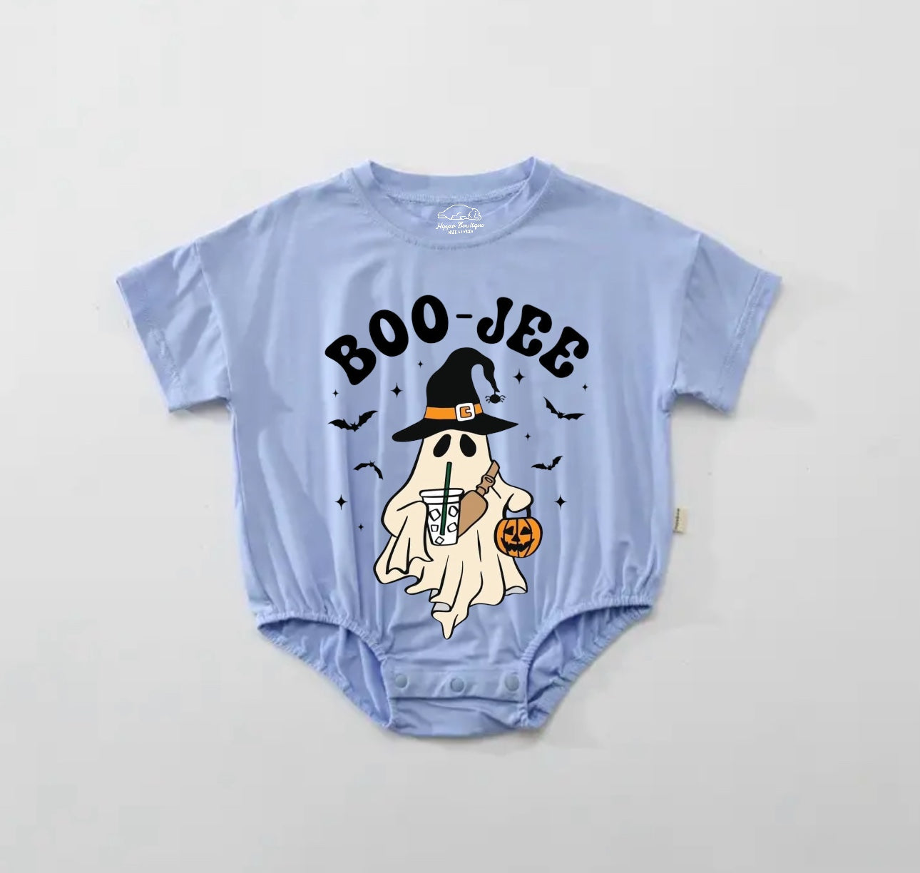 Baby Halloween t-shirt Bubble Romper - Boo Jee Ghost Hippo Boutique