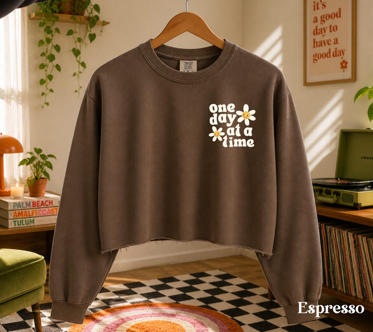 Cropped Sweatshirt - One day at a time Hippo Boutique