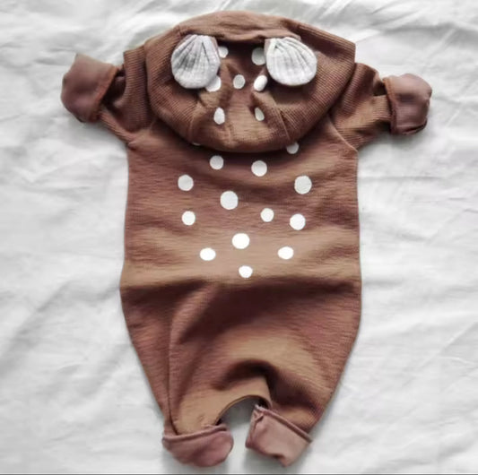 Baby Hooded Deer Print Zip up Romper Hippo Boutique