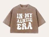 In My Auntie Era Stone Washed 100% Cotton Oversized Cropped T-Shirts Hippo Boutique