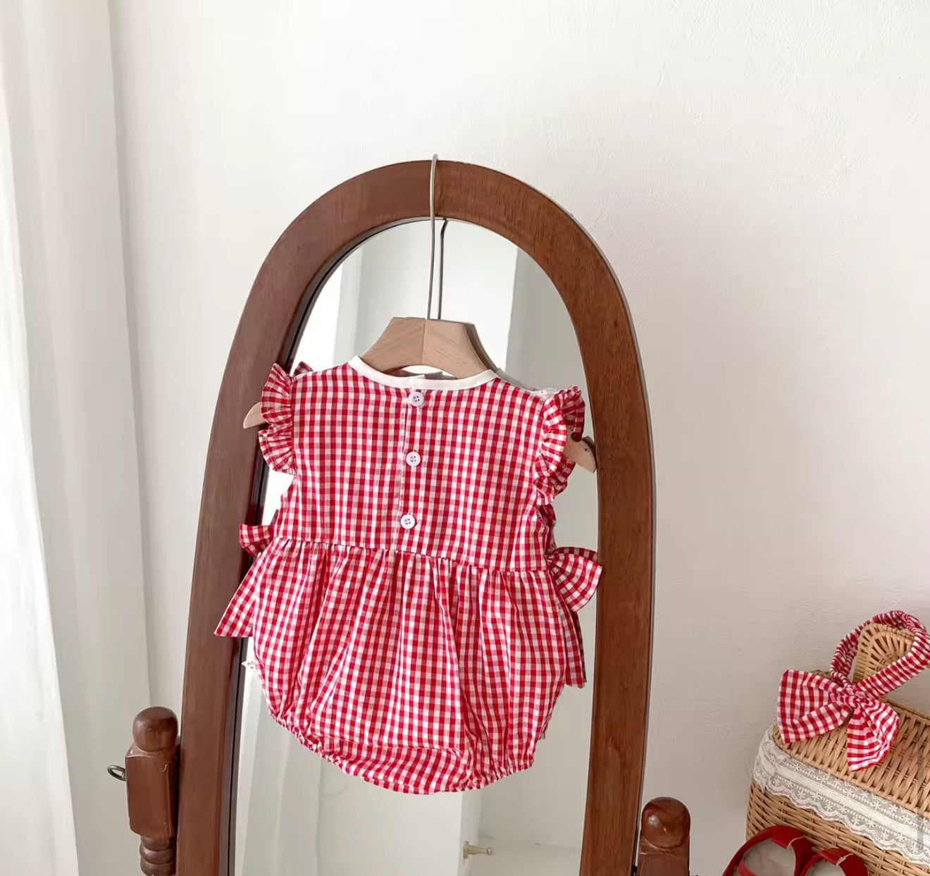 Strawberry Sleeveless Baby Dress with Bows Hippo Boutique