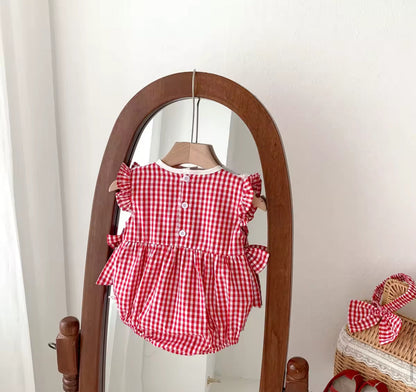 Strawberry Sleeveless Baby Dress with Bows Hippo Boutique