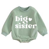 Big Sister Soft warm fleece Baby Oversized Sweatshirt Romper Hippo Boutique