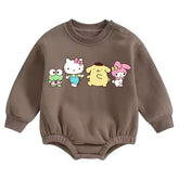 Soft warm fleece kitty Oversized Sweatshirt Romper Hippo Boutique
