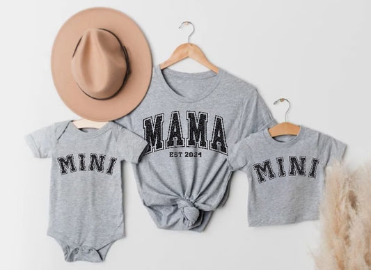 Glitter Mama & Mini Matching T-Shirts & Onesie - Grey Hippo Boutique