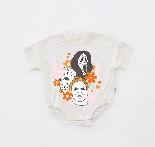 Baby Halloween t-shirt Bubble Romper - Floral Scary Movie Hippo Boutique