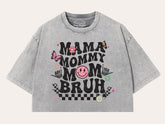 Mama mommy Mom Bruh Stone Washed 100% Cotton Oversized Cropped T-Shirts Hippo Boutique