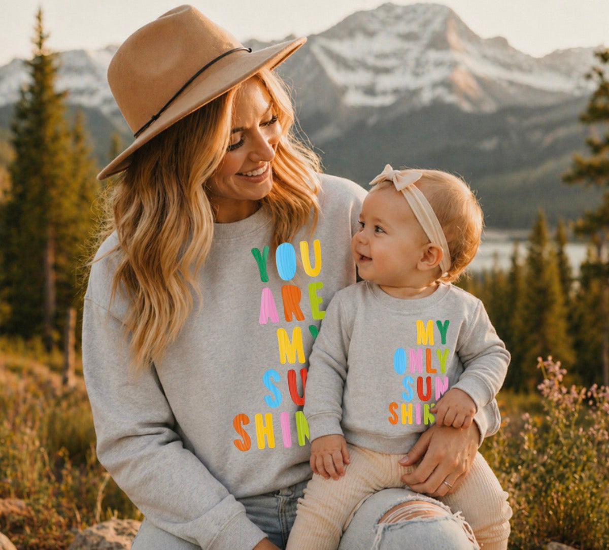 Mama & Mini Matching Sweatshirts - You are my sunshine Hippo Boutique